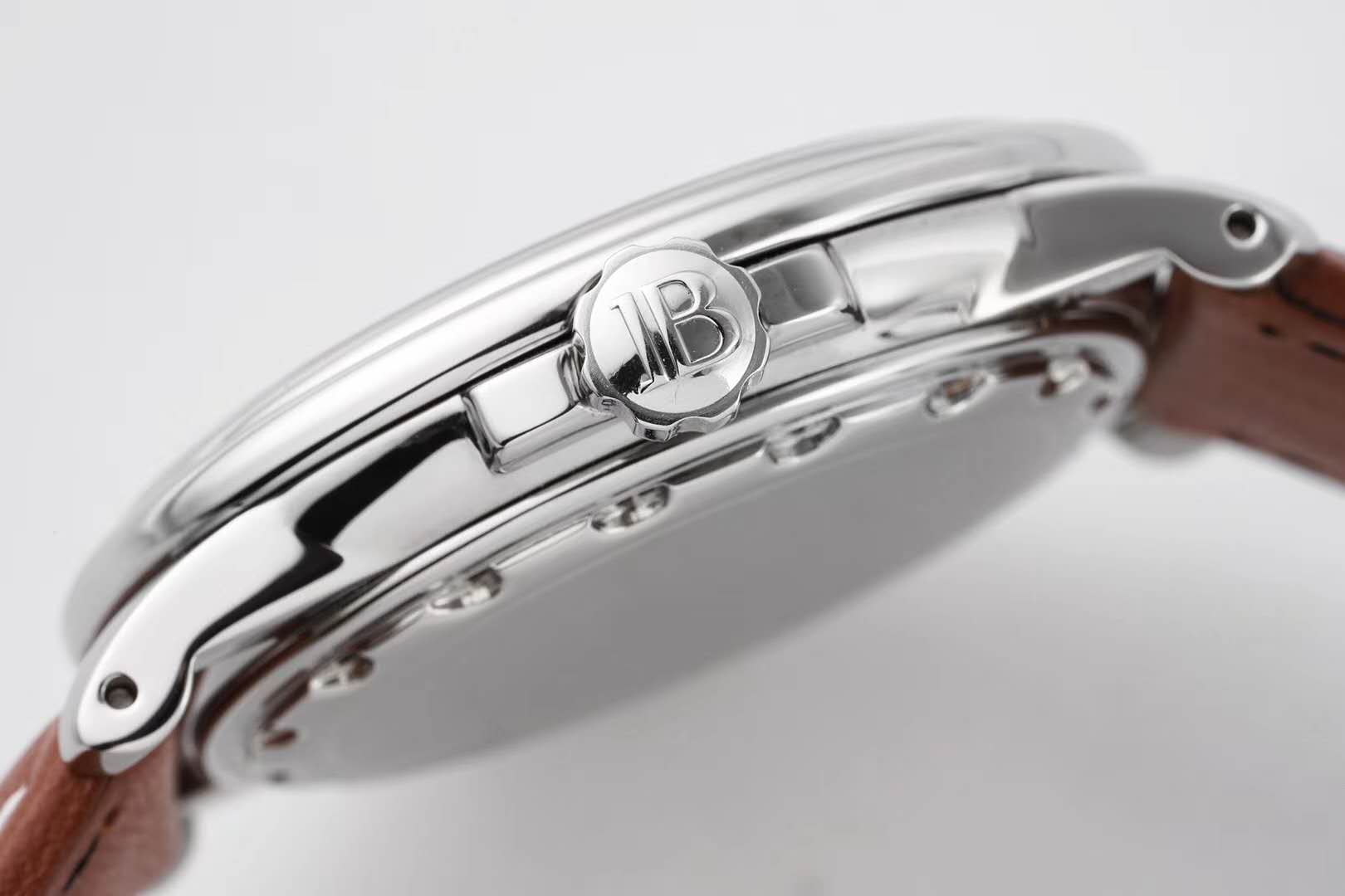 Hundred Hours Black Dial in Steel on Brown Leather Strap