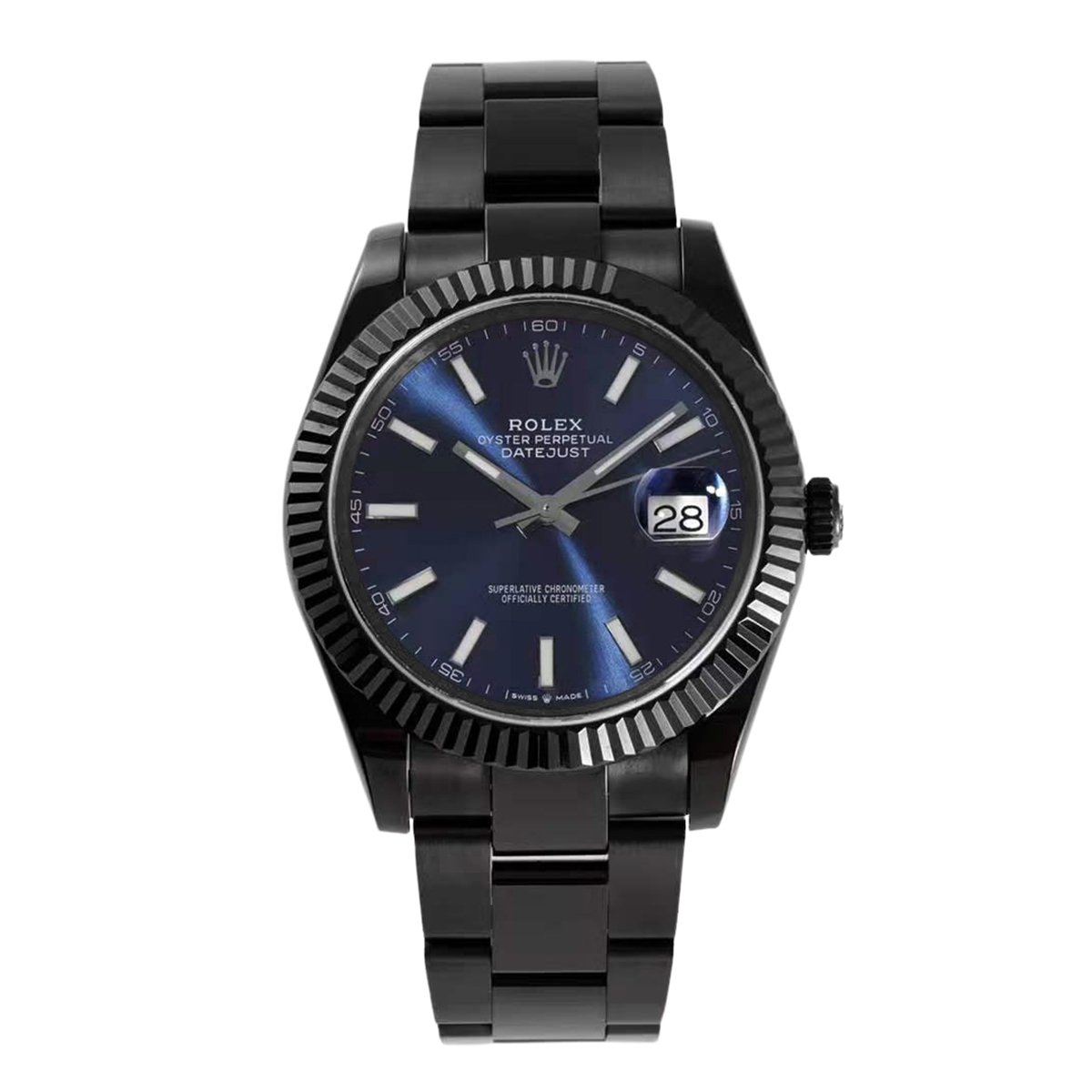 Datejust 41 Blue Dial with Stick Markers in PVD Black