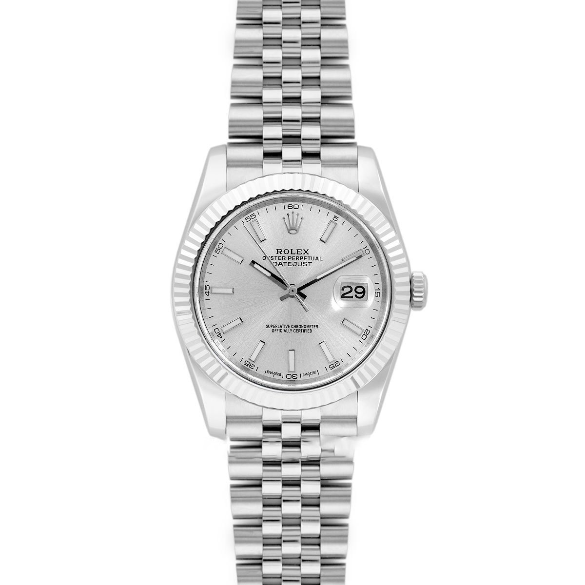 Datejust 41 126334 Silver Dial Stick Markers in White Gold