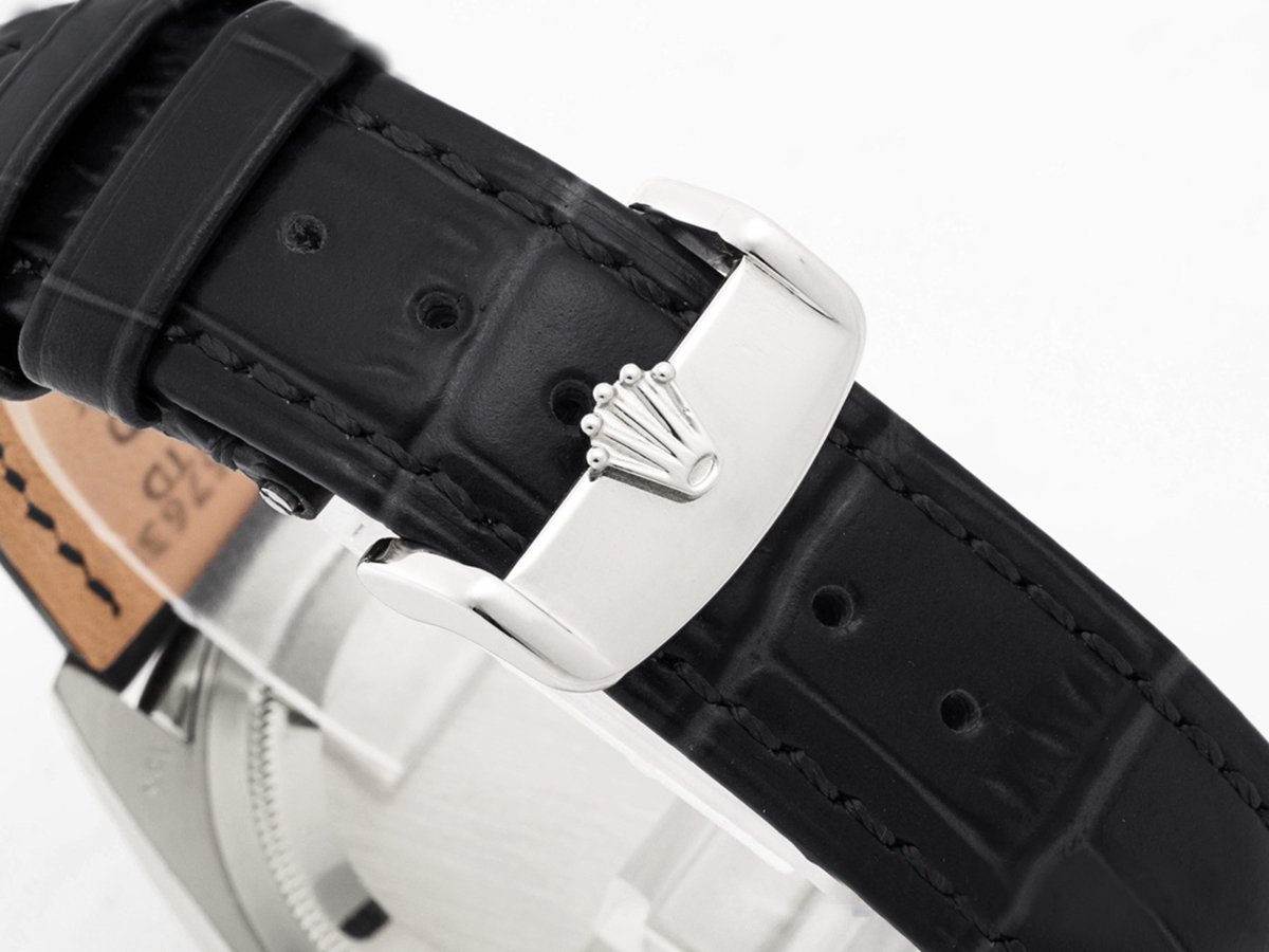 Day-Date 40 Blue Dial in White Gold on Leather Strap