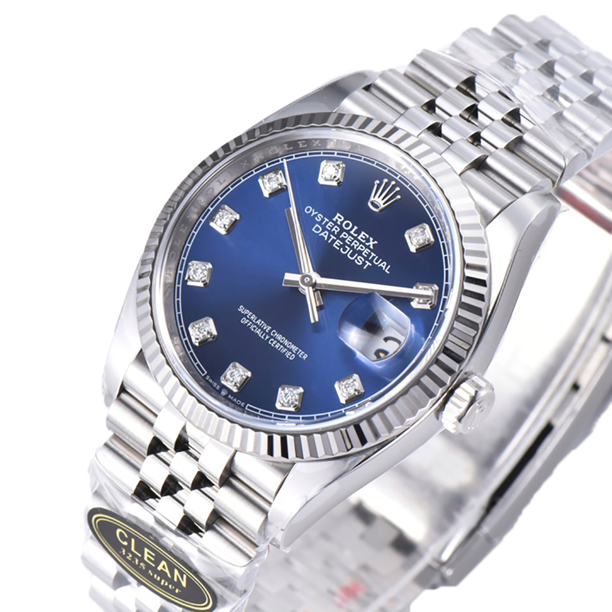 Datejust 36 126234 Bright Blue Dial with D1am0nd Marker in Steel in Jubilee Bracelet