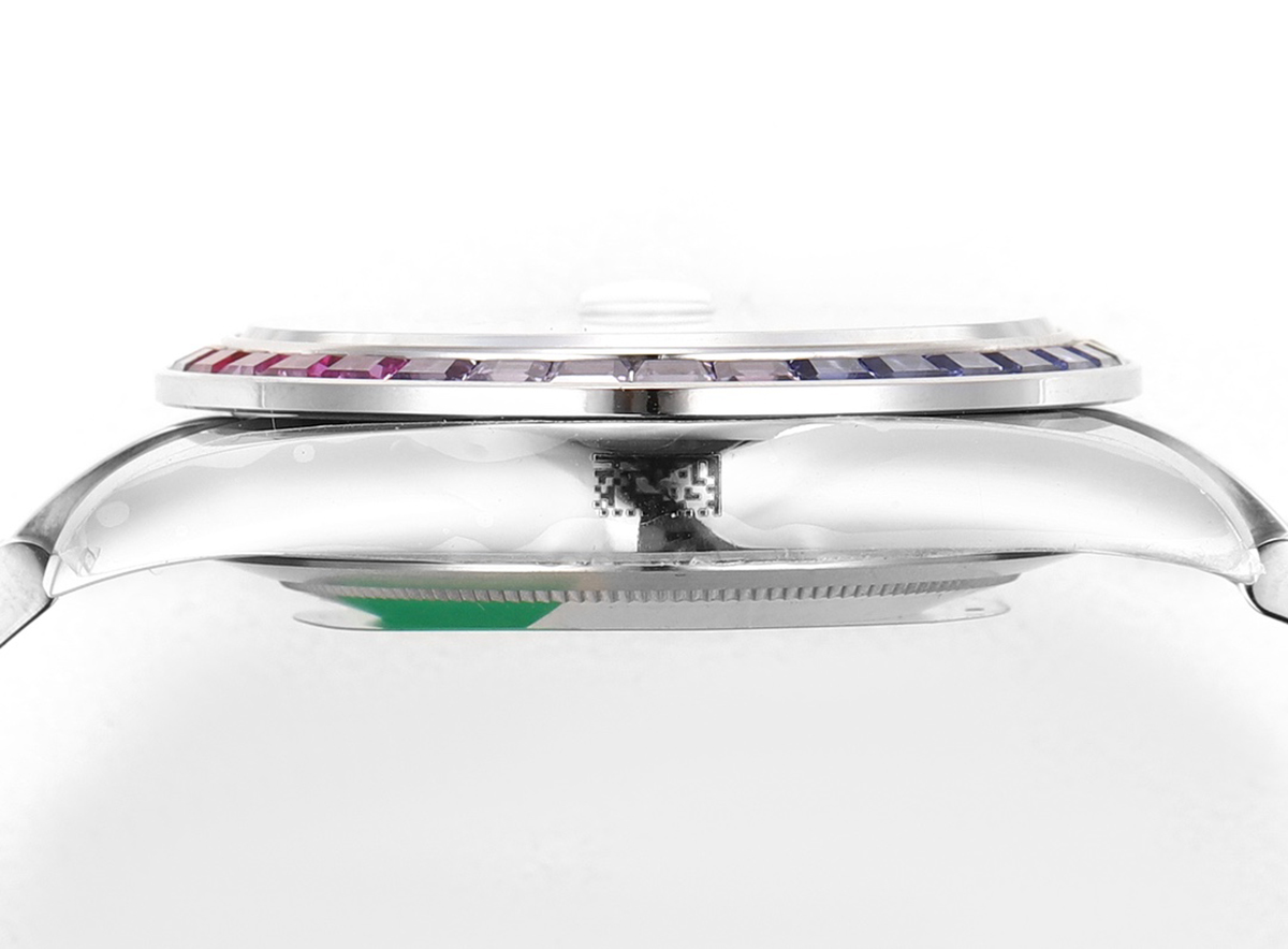 Datejust 41 Black Dial Stick Markers with Rainbow D1am0nd Bezel in Steel on Oyster Bracelet