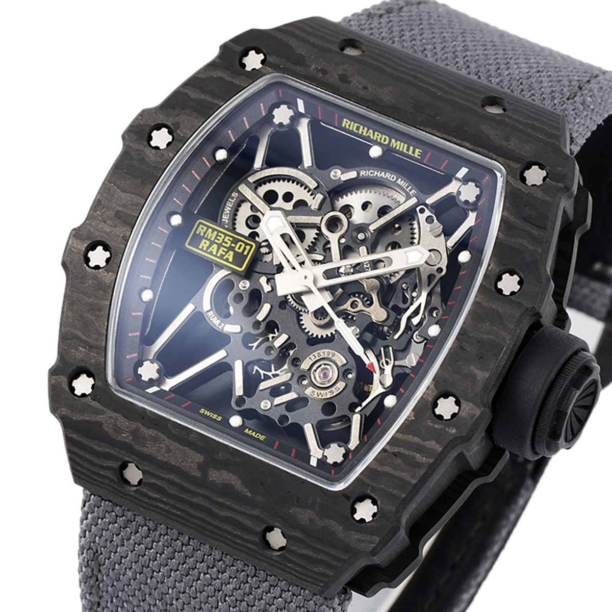 RM 035-01 Rafael Nadal NTPT Carbon on Grey Nylon Strap (Sonic)